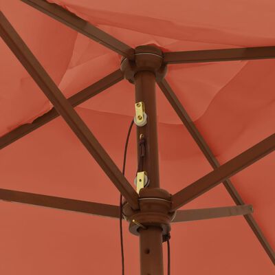 vidaXL Градински чадър с дървен прът, теракота, 198x198x231 см