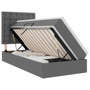 vidaXL Легло с място за съхранение и LED с LED Тъмен сив 90 x 190 cm