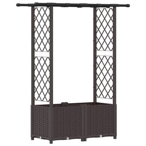 vidaXL Повдигнато легло с решетка и покривка Кафяво ПП