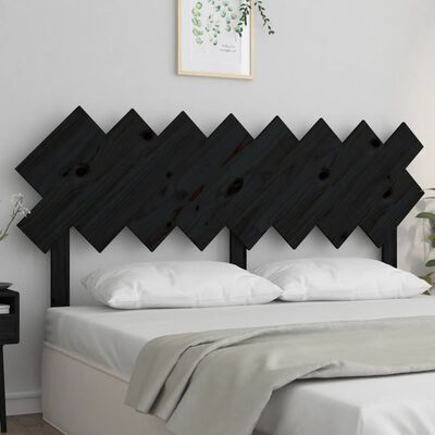 vidaXL Горна табла за легло, черна, 159,5x3x80,5 см, бор масив