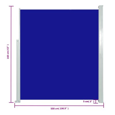 vidaXL Прибираща се странична тента, 160х500 см, синя