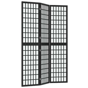 vidaXL Параван за стая, 3 панела, японски стил, 120x170 cм, черен