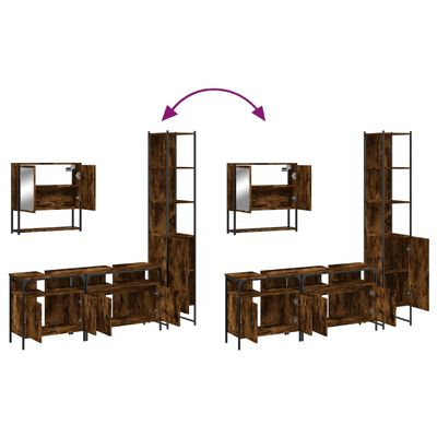 vidaXL Комплект мебели за баня от 4 части, опушен дъб, инженерно дърво