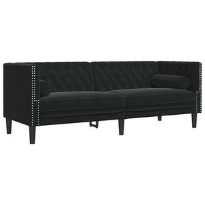 vidaXL Диван Черно 194 x 74,5 x 70,5 см Кадифе