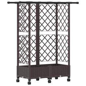vidaXL Повдигнато легло с решетка и покривка Кафяво 124 x 40 x 127 см