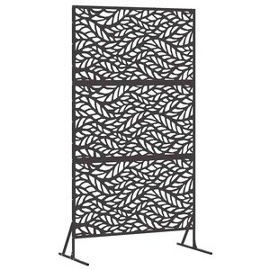 vidaXL Екран за уединение 100 x 50 x 180 см Стомана Черно