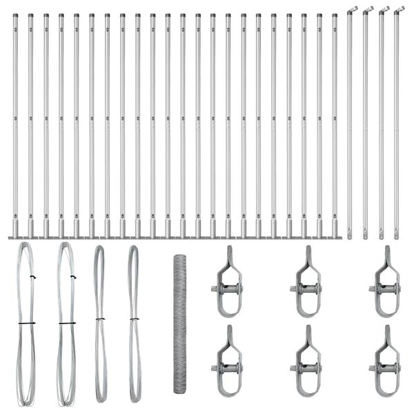 vidaXL Стълб за ограда. Сребрист 50 x 1,5 м (36 мм мрежа) Стомана