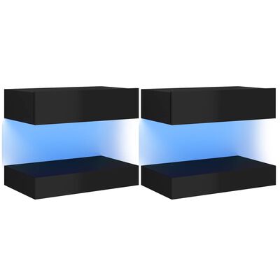 vidaXL ТВ шкафове с LED осветление 2 бр черен гланц 60x35 см