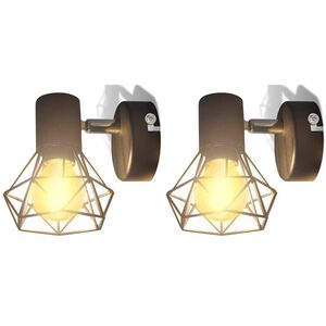 vidaXL 2 черни аплика с телена рамка индустриални LED крушка филамент