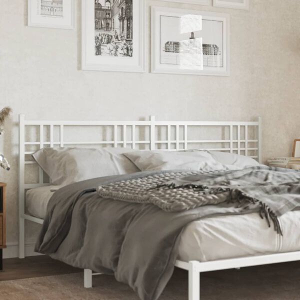 vidaXL Метална табла за глава, бяла, 200 см