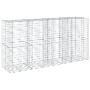 vidaXL Габионна кошница с покритие, 400x100x200 см, поцинковано желязо