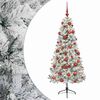 vidaXL Изкуствена коледна елха с топки 120 см 150 LED светодиода