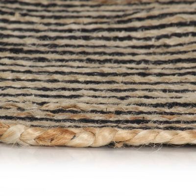 vidaXL Ръчно тъкан килим от юта, дизайн на спирали, черен, 90 см