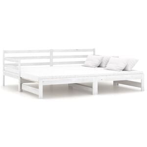 vidaXL Разтегателно дневно легло, бяло, бор масив, 2x(90x200) см