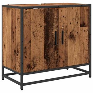 vidaXL Шкаф за мивка в баня Старо дърво 65 x 33 x 60 см