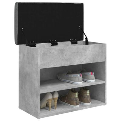 vidaXL Пейка за обувки, бетонно сив, 62x32x50 см, инженерно дърво