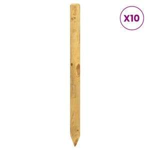 vidaXL Оградни стълбове 10 бр. Кафяво 120 cm Масивна борова дървесина