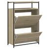 vidaXL Шкаф за обувки, сонома дъб, 75x34x112 см, инженерно дърво