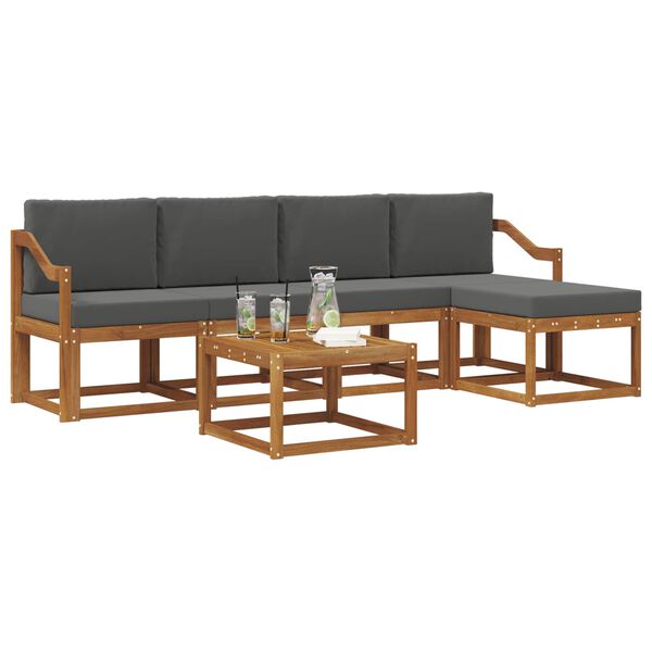vidaXL Комплект дивани за открито 6 pcs Натурален и Антрацит