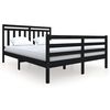vidaXL рамка за легло черно 150x200 см King Size масивно дърво