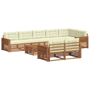 vidaXL Комплект дивани за открито 9 pcs Натурален и Крема