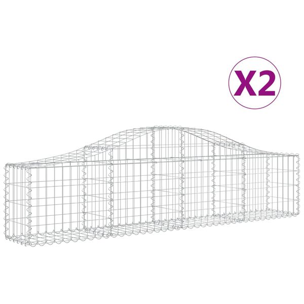 vidaXL Габионни кошници арка 2 бр 200x30x40/60 см поцинковано желязо