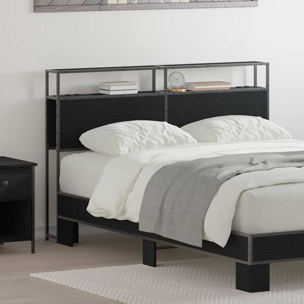 vidaXL Табла за съхранение с рафт Черен дъб 140 cm Инженерно дърво