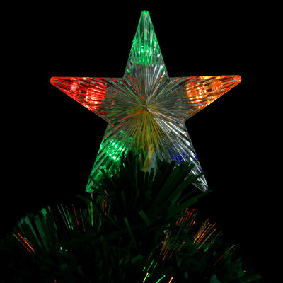 vidaXL Готова осветена коледна елха със стойка 64 см оптично влакно