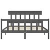 vidaXL Рамка за легло с табла сива King Size масивно дърво