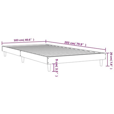 vidaXL Рамка за легло, сив сонома, 100x200 см, инженерно дърво