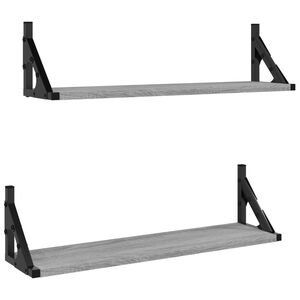 vidaXL Стенни рафтове, 2 бр, сив сонома, 60x15x15,5 см