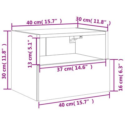 vidaXL Стенен ТВ шкаф, сонома дъб, 40x30x30 см, инженерно дърво