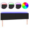 vidaXL LED горна табла за легло, черна, 180x5x78/88см, изкуствена кожа