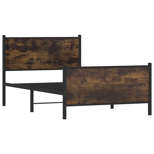 vidaXL Метална рамка за легло, без матрак, опушен дъб, 100x190 см