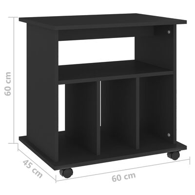 vidaXL Подвижен шкаф, черен, 60x45x60 см, ПДЧ