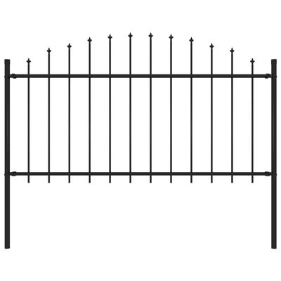 vidaXL Градинска ограда с връх пика, стомана, (1,25-1,5)x1,7 м, черна