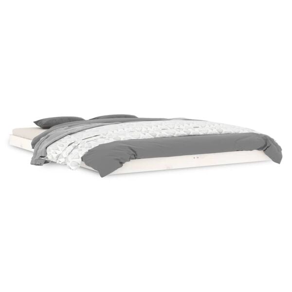 vidaXL Рамка за легло, бяла, 140х200 см, бор масив