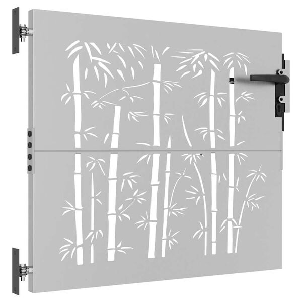 vidaXL Градинска порта 85x75 см, кортенова стомана, дизайн от бамбук