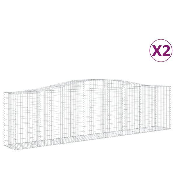 vidaXL Габионни кошници арка 2 бр 400x50x100/120 см поцинковано желязо