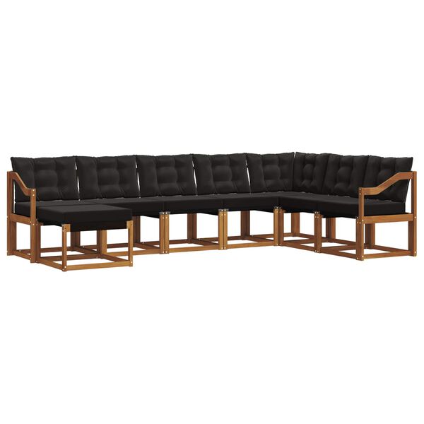 vidaXL Комплект дивани за открито 8 pcs Естествено и черно