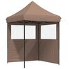 vidaXL Сгъваема парти шатра pop-up с 2 странични стени кафява