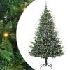 vidaXL Изкуствена светена коледна елха с комплект топки Зелено 180 cm