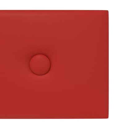 vidaXL Стенни панели 12 бр виненочервени 90x15 см изк. кожа 1,62 м²