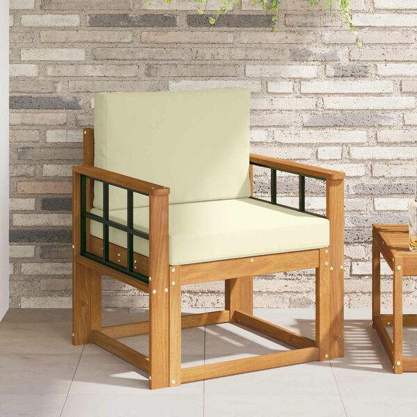 vidaXL Комплект дивани за открито Солидно акациево дърво и полиестер