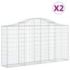 vidaXL Габионни кошници арка 2 бр 200x30x100/120 см поцинковано желязо