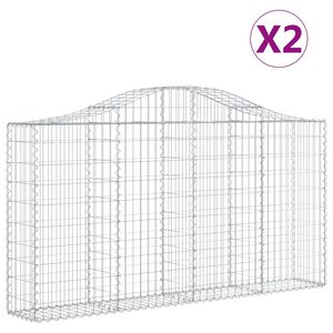 vidaXL Габионни кошници арка 2 бр 200x30x100/120 см поцинковано желязо
