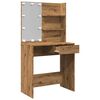 vidaXL Тоалетка с LED, Дъб артизан, 74,5x40x141 см