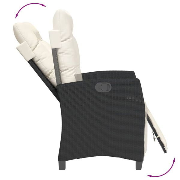 vidaXL Градински трапезен комплект възглавници 9 части черен полиратан