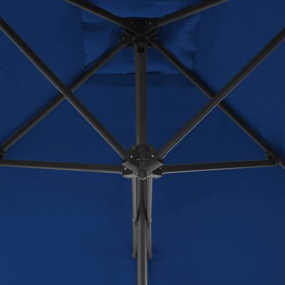 vidaXL Градински чадър със стоманен прът, син, 300x230 см