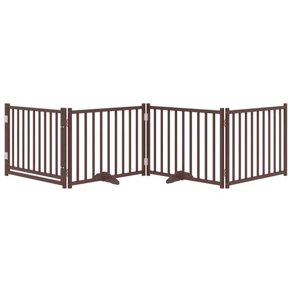 vidaXL Сгъваема преграда за кучета с врата 4 панела 320 см Масивна ела